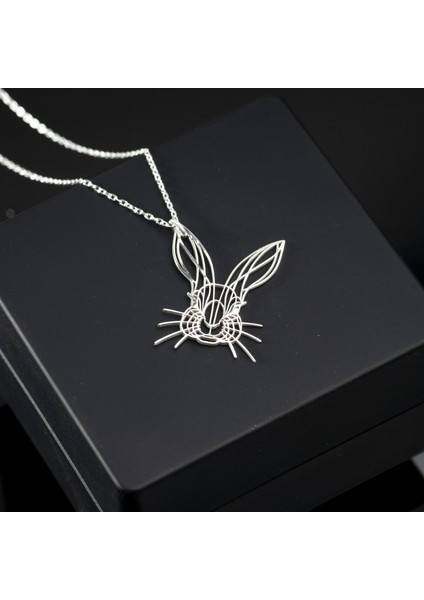 925 Ayar Gümüş Tavşan Yüzü Kolye Özel Tasarım