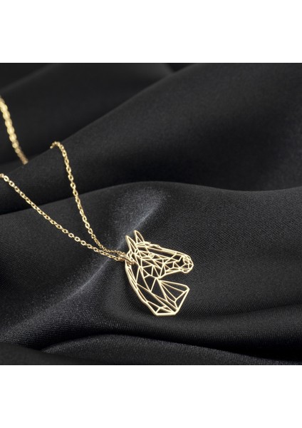 925 Ayar Gümüş At Figürlü Origami Kolye Özel Tasarım