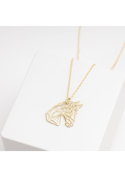 925 Ayar Gümüş At Figürlü Origami Kolye Özel Tasarım modelleri