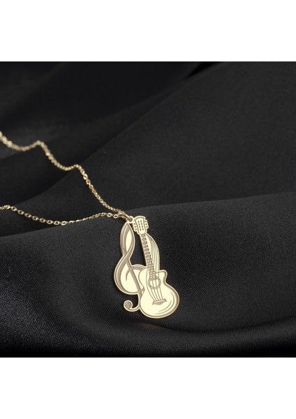 925 Ayar Gümüş Sol Anahtarlı ve Gitar Kolye Özel Tasarım