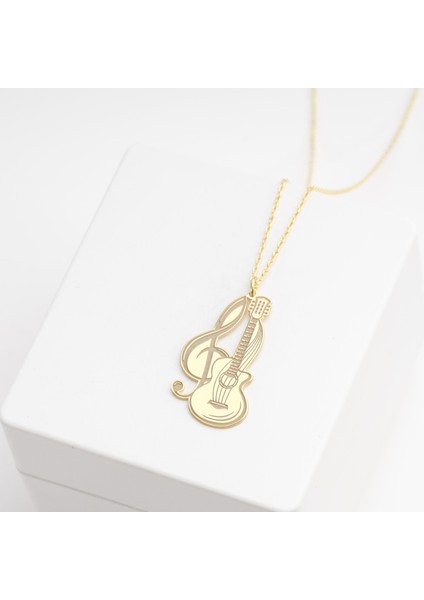 925 Ayar Gümüş Sol Anahtarlı ve Gitar Kolye Özel Tasarım