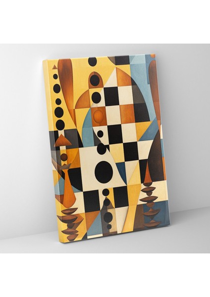 Satranç Geometrik Kanvas Tablo 30X50 cm