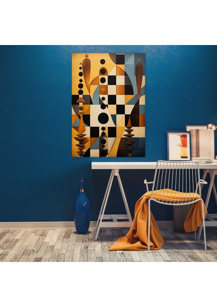 Satranç Geometrik Kanvas Tablo 30X50 cm