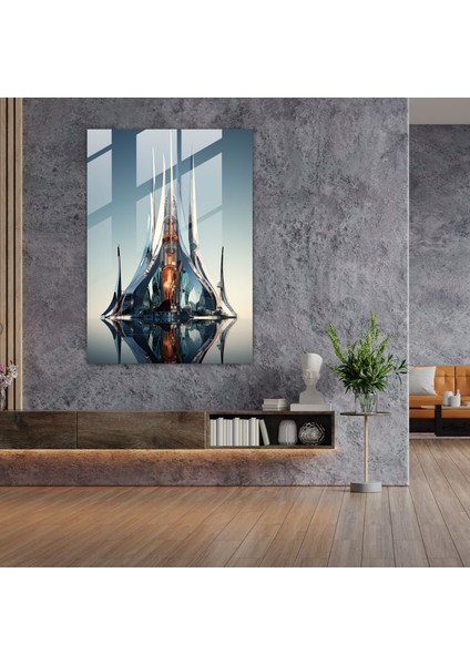 Fütüristik Kilise Cam Baskı 30X45 cm modelleri