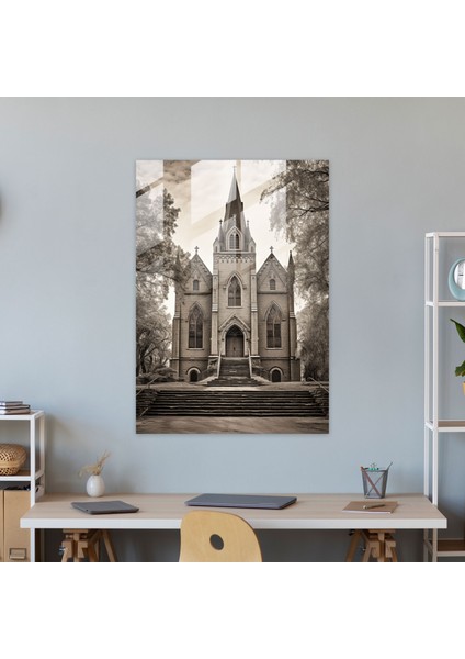 Vintage Kilise Cam Baskı 30X45 cm modelleri