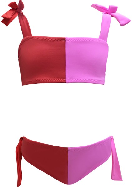 Askılı Çift Renk Fiyonk Detaylı 50uv Kız Çocuk Bikini Takımı by Nessi Byrd