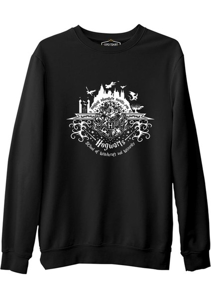 Hp - Büyücüler Okulu Siyah Erkek Kalın Sweatshirt