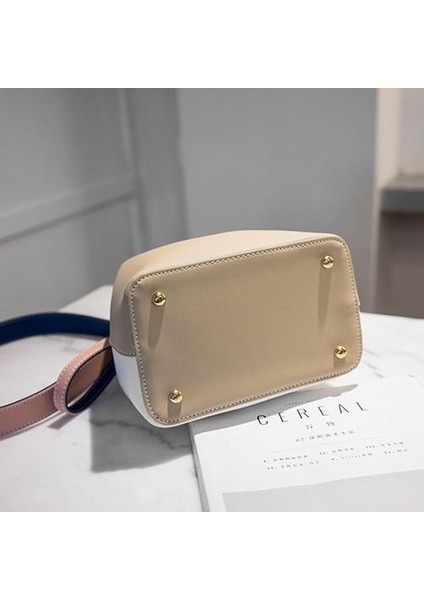 Khaki Bayan Çanta Kova Çantası Pu Deri Omuz Çantası Bayanlar Messenger Çanta Çanta (21CM*13CM*21CM) (Yurt Dışından) modelleri