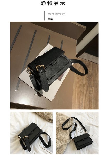Siyah Moda Bayanlar Küçük Omuz Çantası Pu Deri Messenger Çanta Kısa Flep Messenger Çanta Omuz Çantası (19.5CM*16CM*9CM) (Yurt Dışından) modelleri