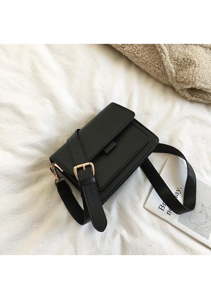 Siyah Moda Bayanlar Küçük Omuz Çantası Pu Deri Messenger Çanta Kısa Flep Messenger Çanta Omuz Çantası (19.5CM*16CM*9CM) (Yurt Dışından) indirimleri