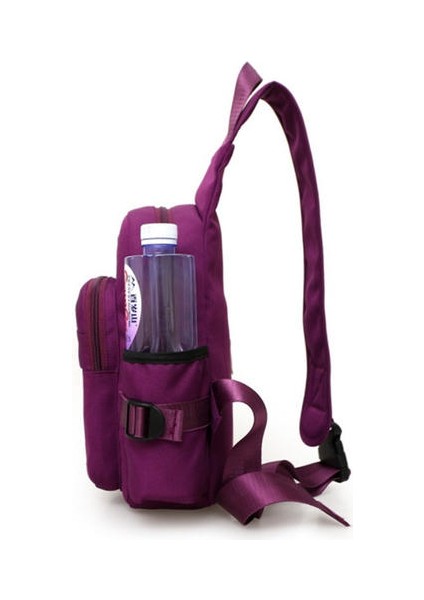 Kadın Erkek Moda Tuval Torbası Spor Bel Çantası/göğüs Çantası USB Şarj Crossbody Omuz Çantası (Mor) (Yurt Dışından)