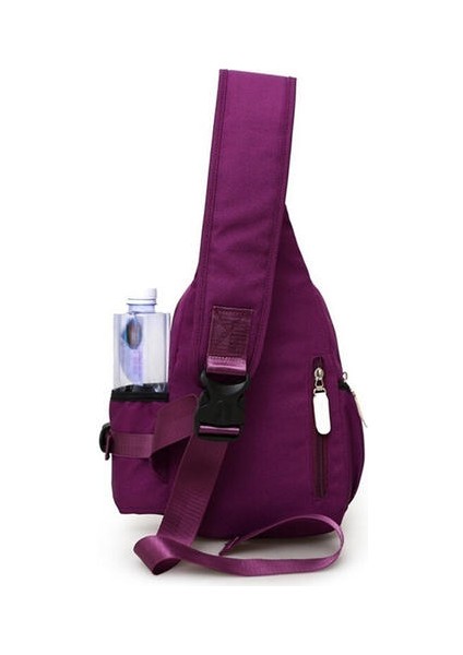 Kadın Erkek Moda Tuval Torbası Spor Bel Çantası/göğüs Çantası USB Şarj Crossbody Omuz Çantası (Mor) (Yurt Dışından)