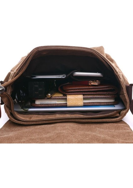 Erkekler Için Pratik Iş Habercisi Çantaları Öğrenci Tuval Crossbody Paketi Retro Katı Gündelik Ofis Seyahat Çantası (Siyah) (Yurt Dışından)