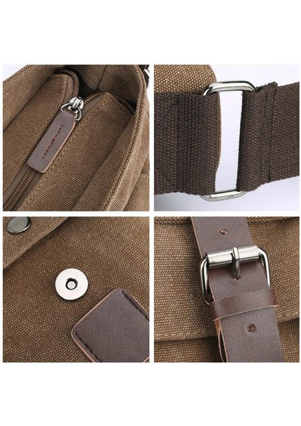 Erkekler Için Pratik Iş Habercisi Çantaları Öğrenci Tuval Crossbody Paketi Retro Katı Gündelik Ofis Seyahat Çantası (Siyah) (Yurt Dışından)