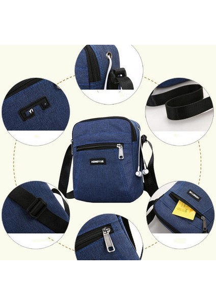Unisex Tek Omuzlu Messenger Tuval Çantası Kadınlar Erkekler Rahat Açık Seyahat Omuz Çantası Askeri Çanta (Gri) (Yurt Dışından)