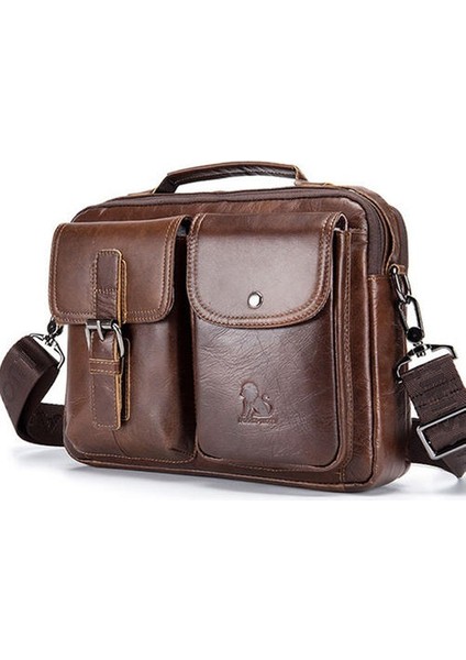 Erkekler Deri Vintage Messenger Torbası Çanta Çanta Çanta Omuz Çantası (Kahverengi) (Yurt Dışından)
