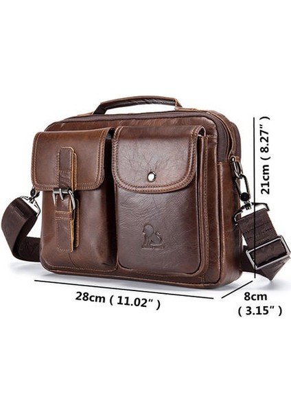 Erkekler Deri Vintage Messenger Torbası Çanta Çanta Çanta Omuz Çantası (Kahverengi) (Yurt Dışından)