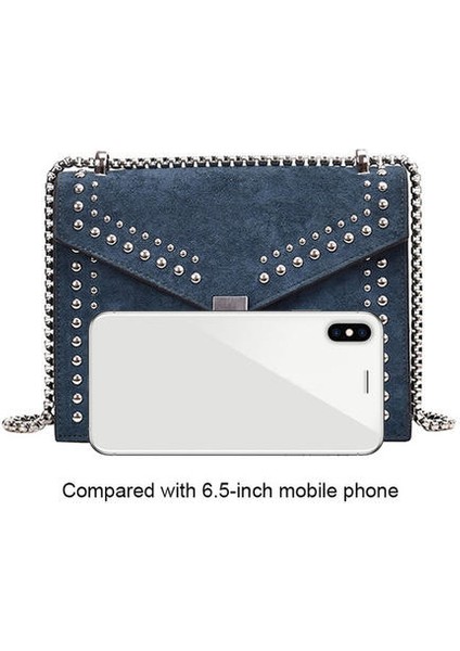 Moda Kadın Ovma Deri Marka Tasarımcısı Omuz Kadınlar Için Basit Çantalar Zincir Perçin Lüks Crossbody Çanta Kadın Moda Küçük Çantalar (Siyah) (Yurt Dışından) modelleri