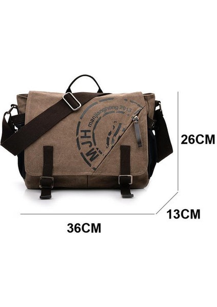 Tuval Erkek Çantaları Koreli Çok Fonksiyonlu Tuval Iş Adamları Tuval Omuz Çantası Moda Eğlence Elger Çantası (Haki) (Yurt Dışından)