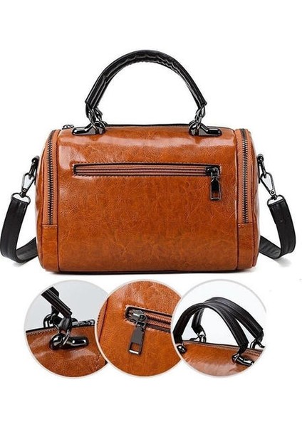 Vintage Kadın Deri Tote Çanta, Açık Seyahat Gündelik Çapraz Gövde Omuz Çantası, Çok Cep Crossbody Para Çantası (Yeşil) (Yurt Dışından)
