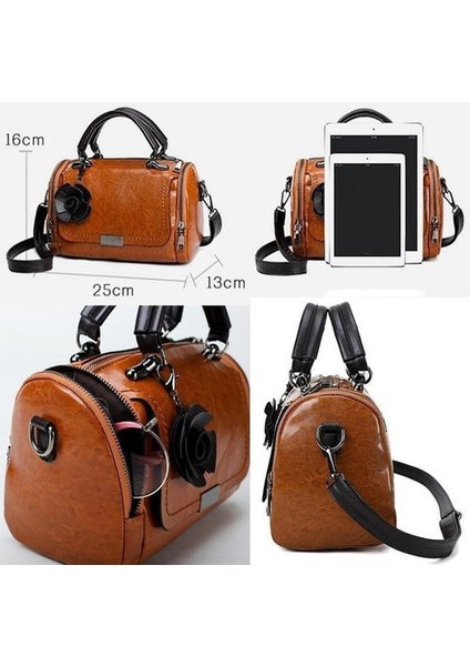 Vintage Kadın Deri Tote Çanta, Açık Seyahat Gündelik Çapraz Gövde Omuz Çantası, Çok Cep Crossbody Para Çantası (Yeşil) (Yurt Dışından)