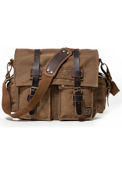 Moda Erkek Tuval Çanta Açık Rahat Depolama Çantası Omuz Çantası Haberci Çanta Tuval Omuz Çantaları Büyük Kapasiteli Crossbody Çanta Evrak Çantası (Kahve) (Yurt Dışından)