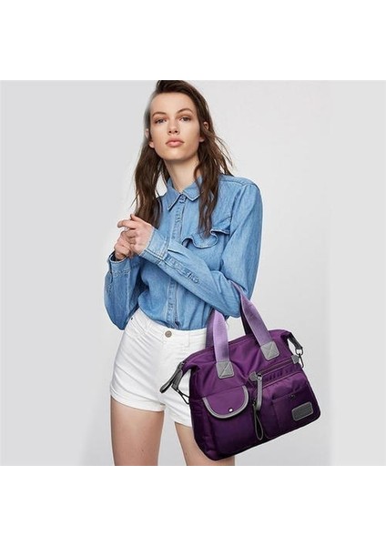 Oxford Kumaş Omuzlar Su Naylon Messenger Çanta Kadın Büyük Kapasiteli Crossbody (Mor) (Yurt Dışından) fiyatları