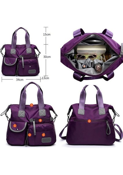 Oxford Kumaş Omuzlar Su Naylon Messenger Çanta Kadın Büyük Kapasiteli Crossbody (Mor) (Yurt Dışından) fırsatları