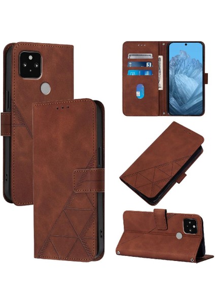 Google Piksel 5 Için Kılıf Cüzdan Kapak Kredi Kartı Tutucu Flip Folio Kitap Pu (Yurt Dışından)
