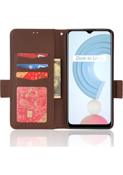 Realme C21Y/C25Y Yan Toka Manyetik Cüzdan Pu Deri Kartı Için Kılıf (Yurt Dışından) fırsatları