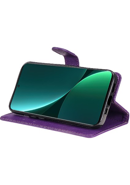 Kart Yuvası Klasik Düz Renk Iş ile Xiaomi 12 Pro Için Flip Case (Yurt Dışından)