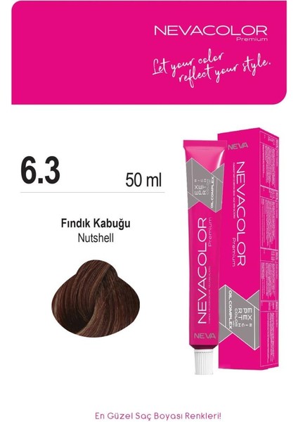 Tüp Saç Boyası 6.3 Fındık Kabuğu 50ml X2