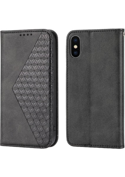 IPhone Xs Max Eşkenar Dörtgen Şekli Cüzdan Standı Için Flip Case Günlük Kullanım El Kayışı (Yurt Dışından)