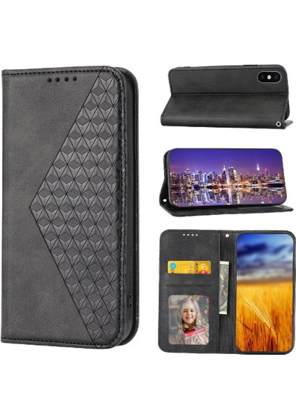 IPhone Xs Max Eşkenar Dörtgen Şekli Cüzdan Standı Için Flip Case Günlük Kullanım El Kayışı (Yurt Dışından)
