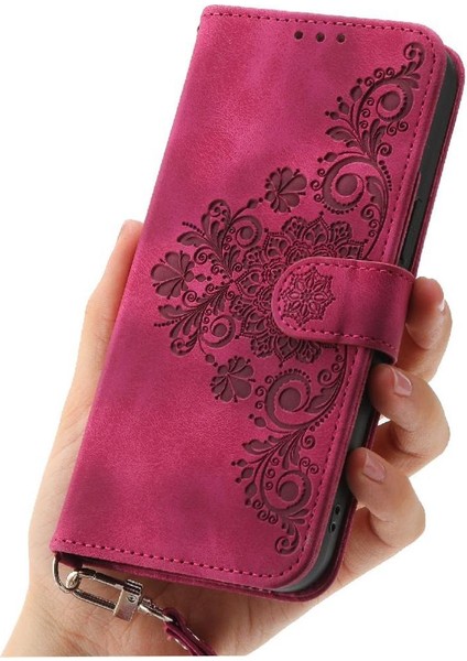 IPhone 16 Pro Çoklu Kredi Kartı Yuvaları Kabartmalı Bileklik Için Flip Case (Yurt Dışından)