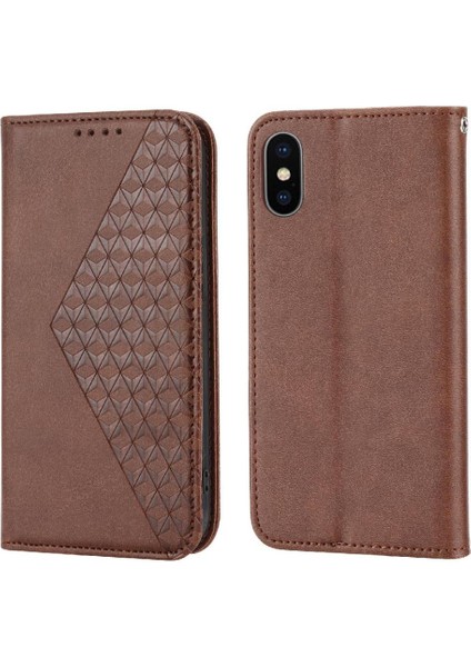 IPhone Xs Max Eşkenar Dörtgen Şekli Cüzdan Standı Için Flip Case Günlük Kullanım El Kayışı (Yurt Dışından)