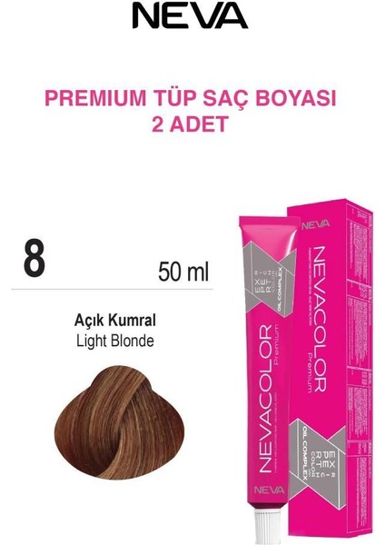 Tüp Saç Boyası 8. Açık Kumral 50ml X2