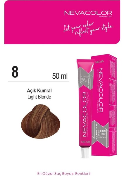 Tüp Saç Boyası 8. Açık Kumral 50ml X2