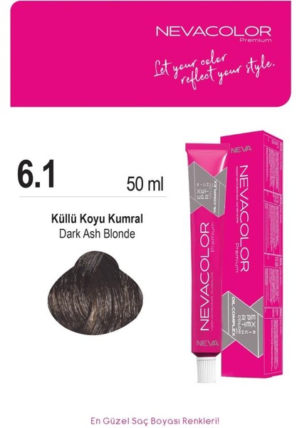 Tüp Saç Boyası 6.1 Küllü Koyu Kumral 50ml X2