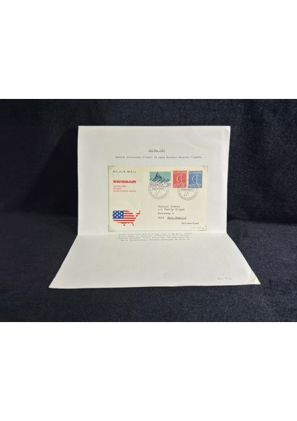Uçak Temalı Isviçre Özel Gün Damgalı Ilk Gün Zarfı Fdc 20 Years Swissair Atlantic Flights