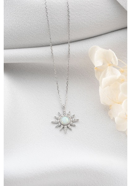 925 Ayar Gümüş Opal Taşlı Güneş Kolye fiyatları