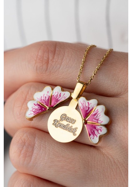 925 Ayar Gümüş Açılabilen Isimli Çiçek Kolye