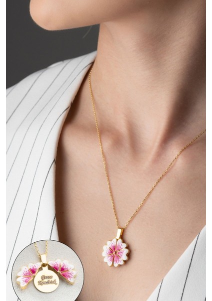 925 Ayar Gümüş Açılabilen Isimli Çiçek Kolye modelleri