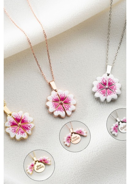 925 Ayar Gümüş Açılabilen Isimli Çiçek Kolye fırsatları