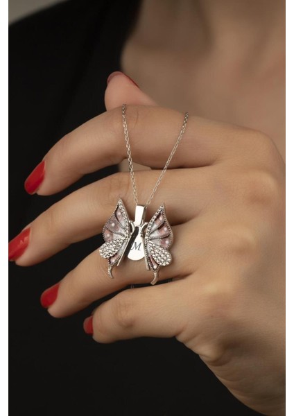 925 Ayar Gümüş Açılabilen Kelebek Kolye