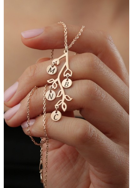 925 Ayar Gümüş Kişiye Özel Harfli Hayat Ağacı Kolye