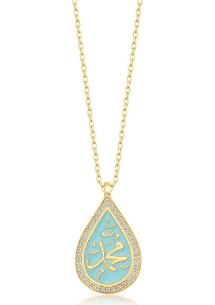 925 Ayar Gümüş Mavi Mineli Damla Kolye fiyatları