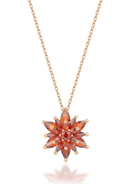 925 Ayar Gümüş 4 Katman Garnet Lotus Çiçeği Kolye modelleri
