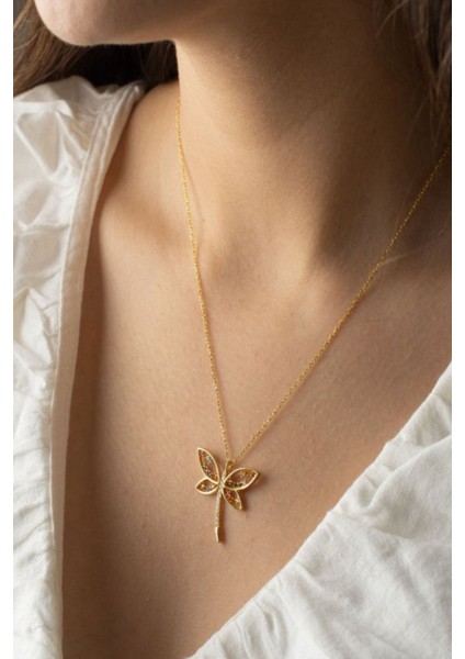 925 Ayar Gümüş Renkli Taşlı Yusufçuk Kolye fırsatları