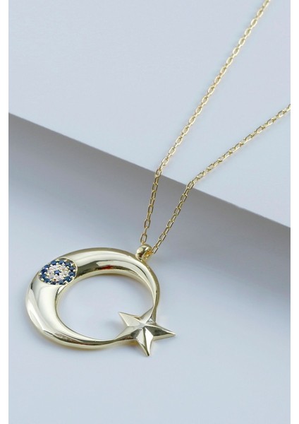 925 Ayar Nazarlı Ayyıldız Gümüş Kolye modelleri